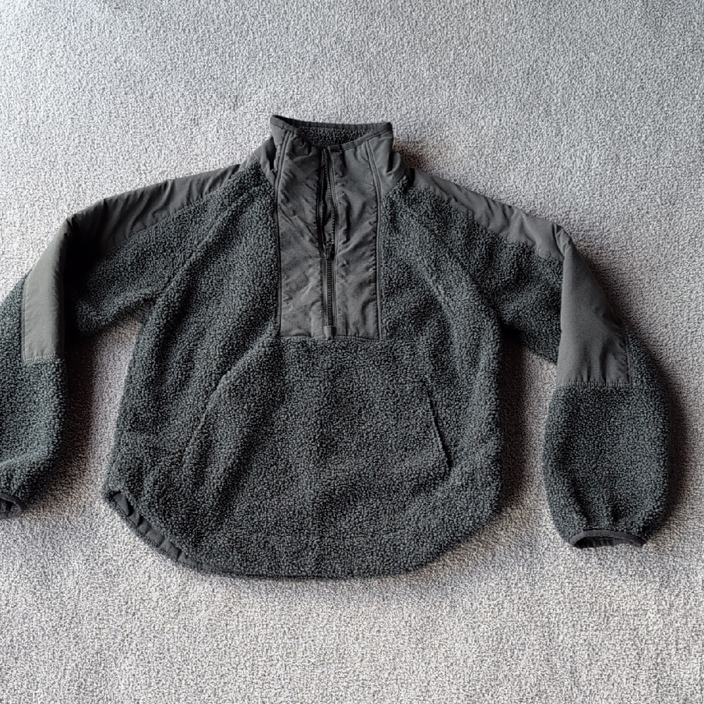 Marine Layer Charcoal Gray Sherpa Quarter-Zip Pullover Size XS
